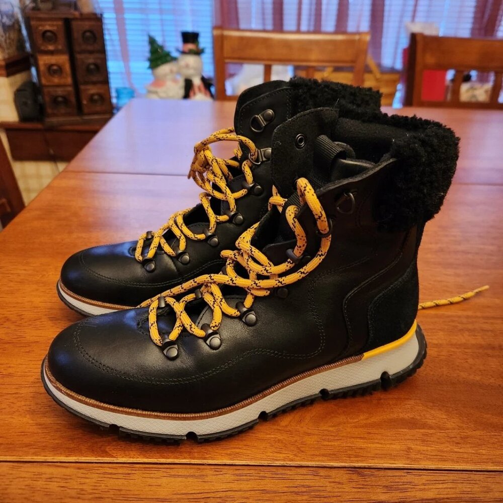 COLE HAAN Zerogrand Waterproof Boot With Genuine Shearling Trim Black 6